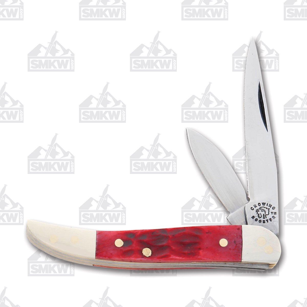 Frost Crowing Rooster Red Jigged Bone Two Blade Toothpick Folding Knife FRCR973RPB View 1