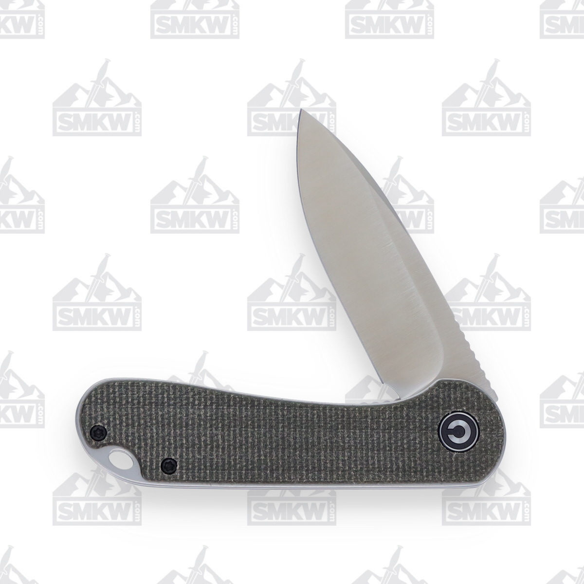 CIVIVI Knives Elementum Flipper Knife Dark Green Micarta 2.96in Plain Satin Drop Point WKCC907T View 3