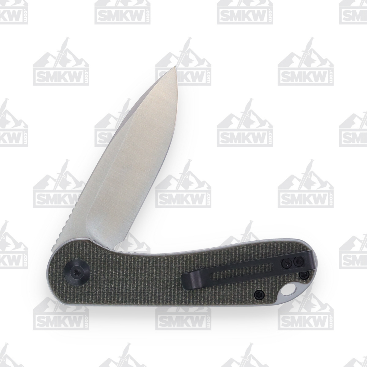 CIVIVI Knives Elementum Flipper Knife Dark Green Micarta 2.96in Plain Satin Drop Point WKCC907T View 4