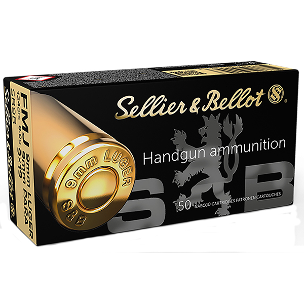 Sellier & Bellot Handgun Ammunition 9mm Luger Ammunition 50 Rounds Brass 124 Grain FMJ SB9B View 1