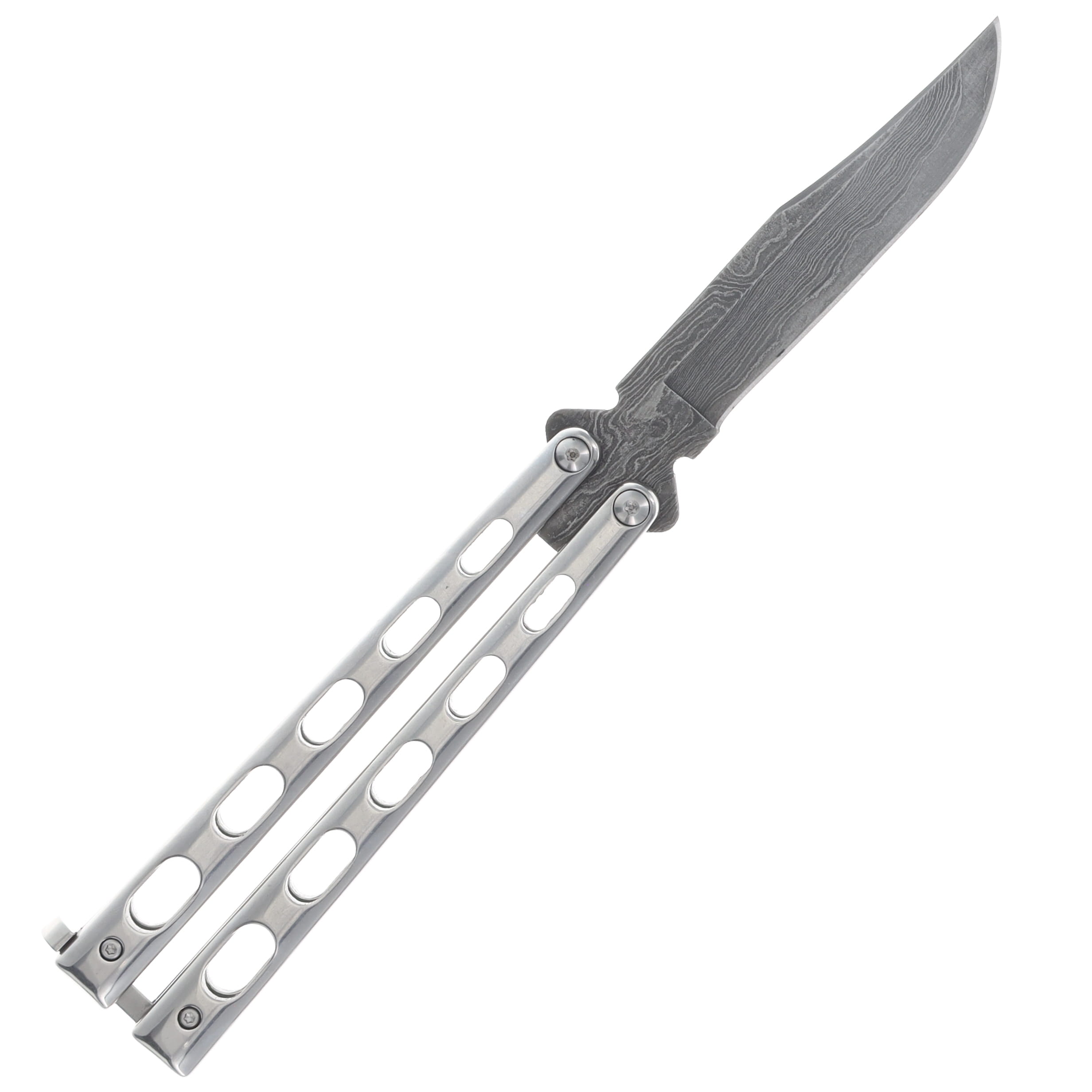 Bear & Son Balisong Damascus Silver BRSS14D View 2