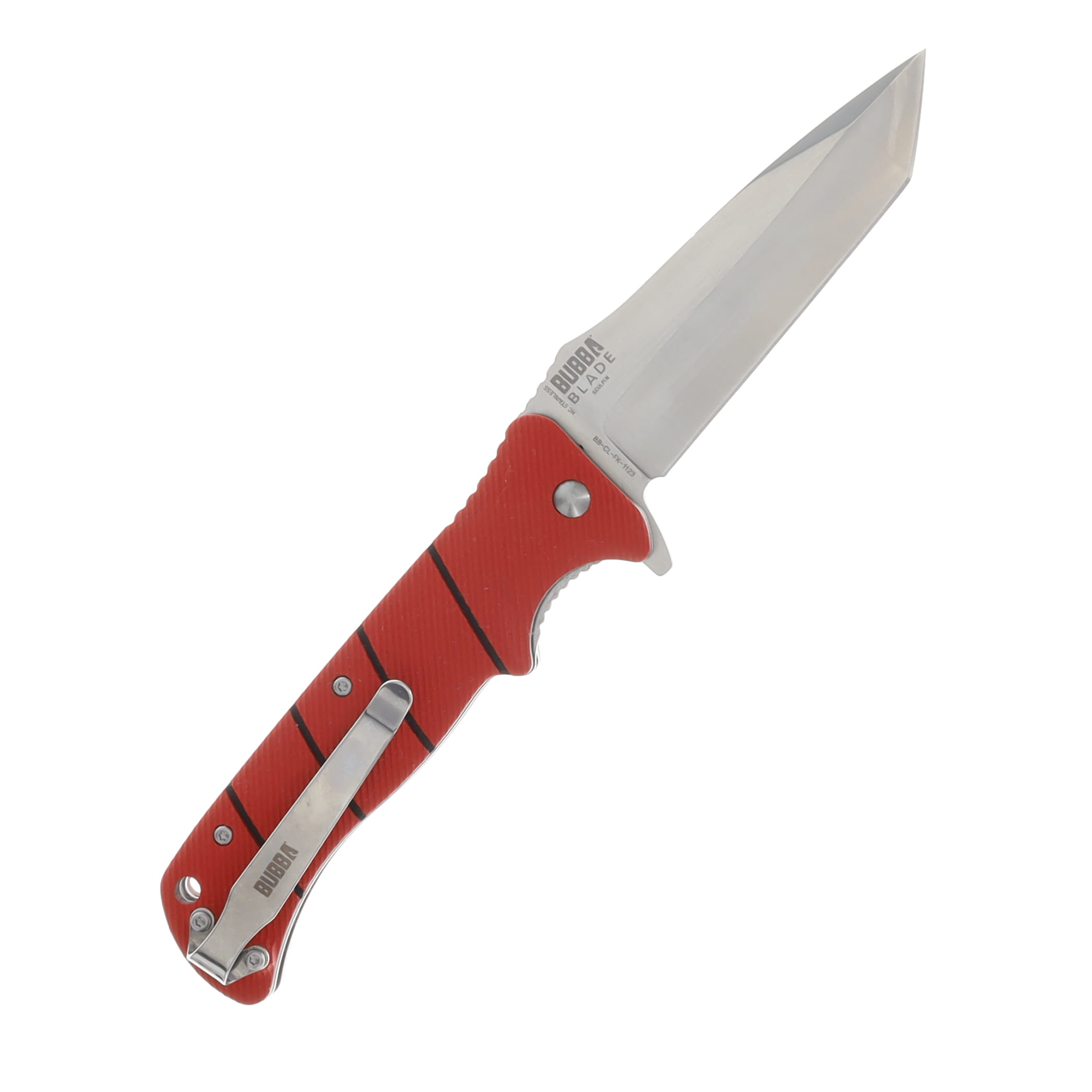 Bubba Blade Sculpin Folding Knife Red 3.75 Inch Plain Satin Tanto BBCLFK View 2
