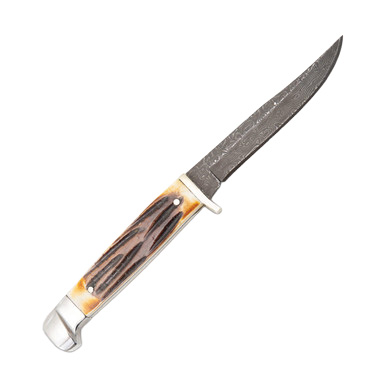 Bear & Son Small Hunter Stag 3 Inch Plain Damascus Clip Point BR563D View 3