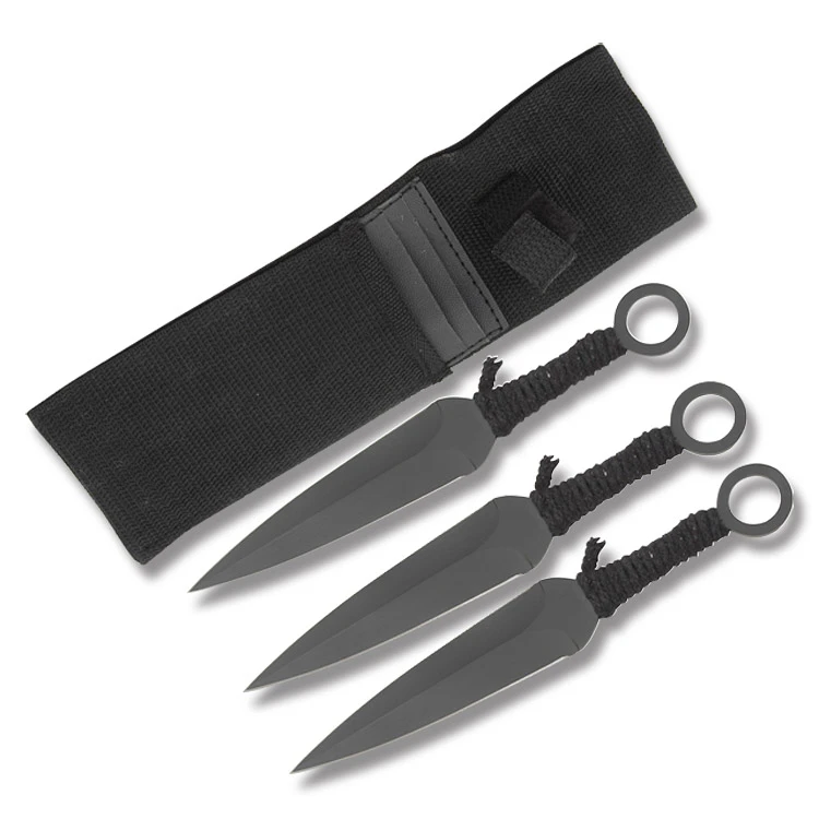 Throwing Knife 3 Piece Set Cord Wrapped 5in Plain Edge Dagger MI175 View 1