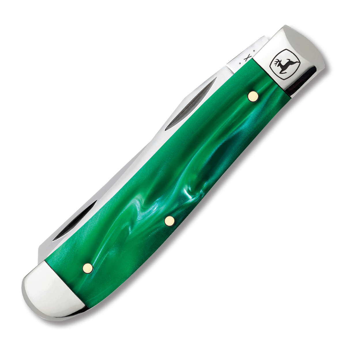 Case XX John Deere Green Pearl Kirinite Mini Trapper Folding Knife CA15773 View 2