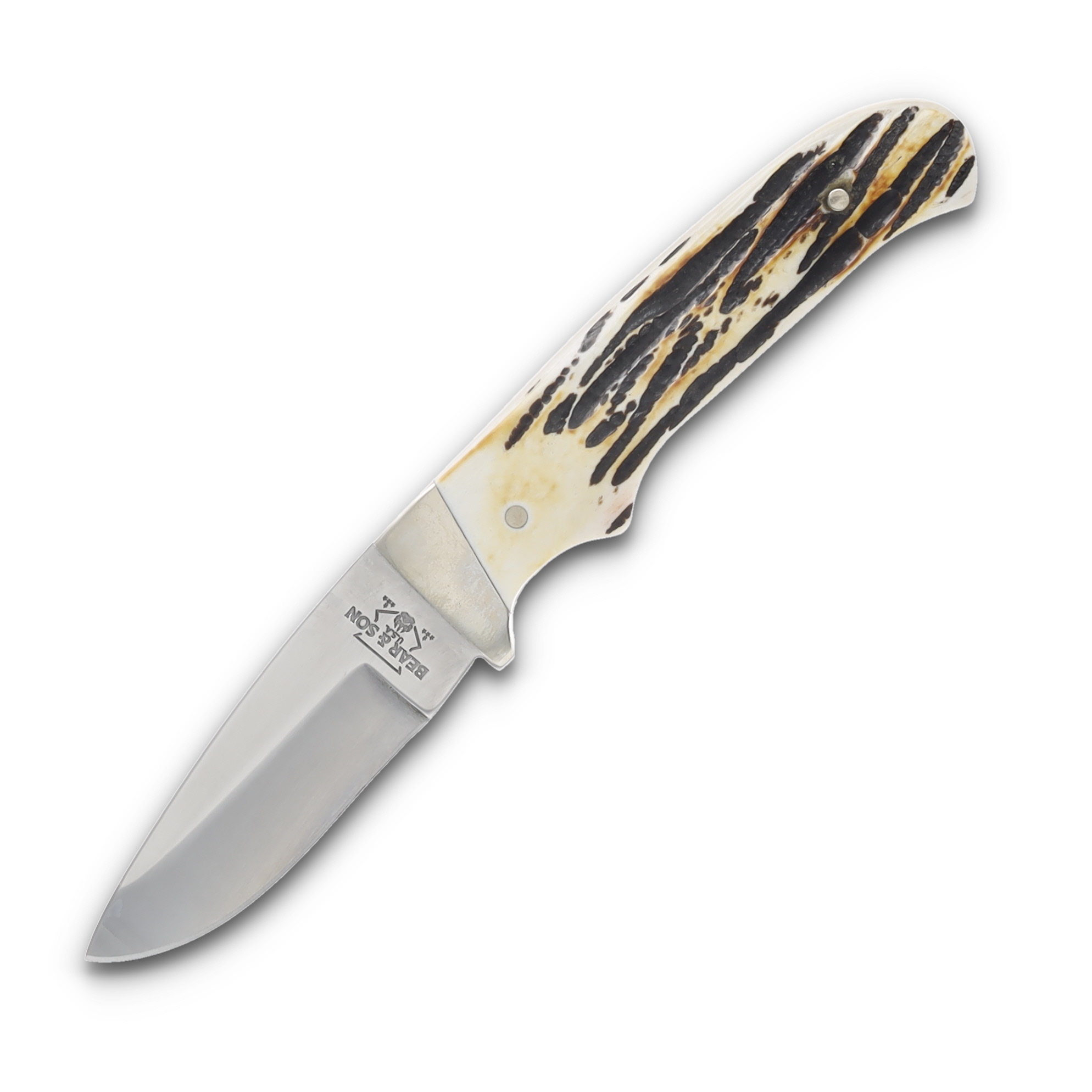 Bear & Son Skinner Fixed Knife Stag Bone 2.87 Inch Plain Satin Skinner BR548 View 4
