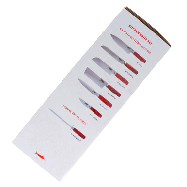 Bubba Blade Kitchen Knife Set-Red G-10 Handle-7 Piece Set-Parawood Block View 13