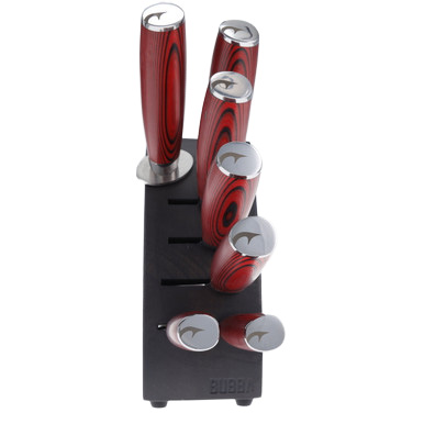 Bubba Blade Kitchen Knife Set-Red G-10 Handle-7 Piece Set-Parawood Block View 3