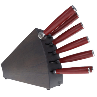 Bubba Blade Kitchen Knife Set-Red G-10 Handle-7 Piece Set-Parawood Block View 2
