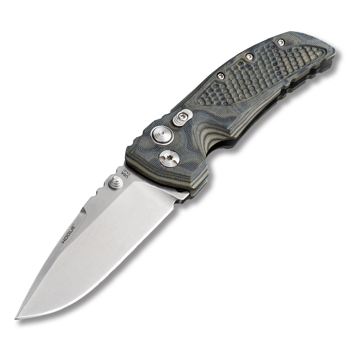 Hogue EX-01 Manual Folding Knife Green G10 3.5in Stonewash Drop Point Blade HG34178 View 1