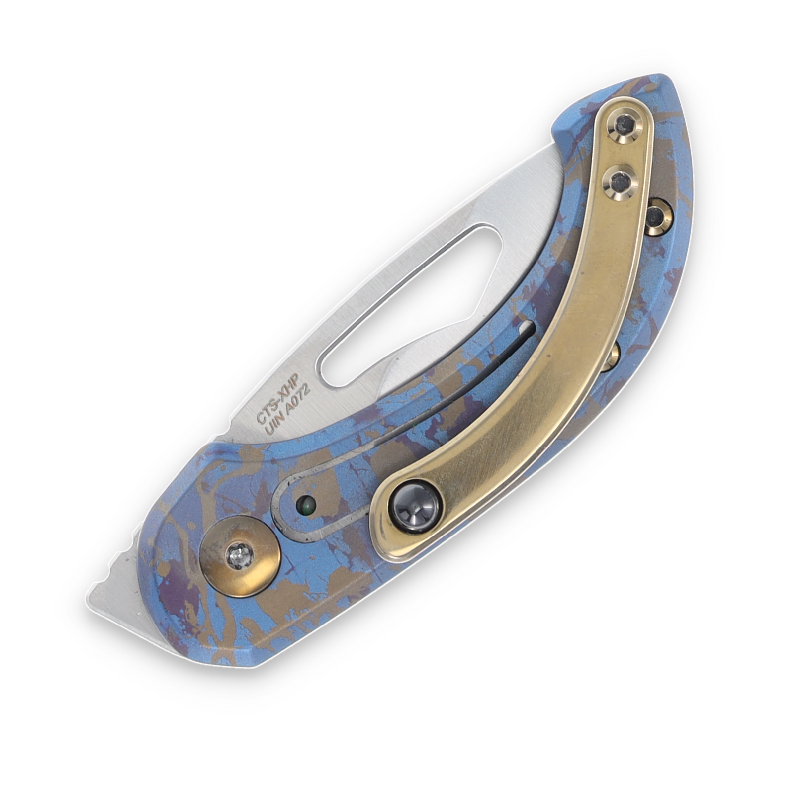 Olamic Appetizer A072 Folding Knife 1.75in Plain Kiridashi Splash Blue Bronze A072 View 6