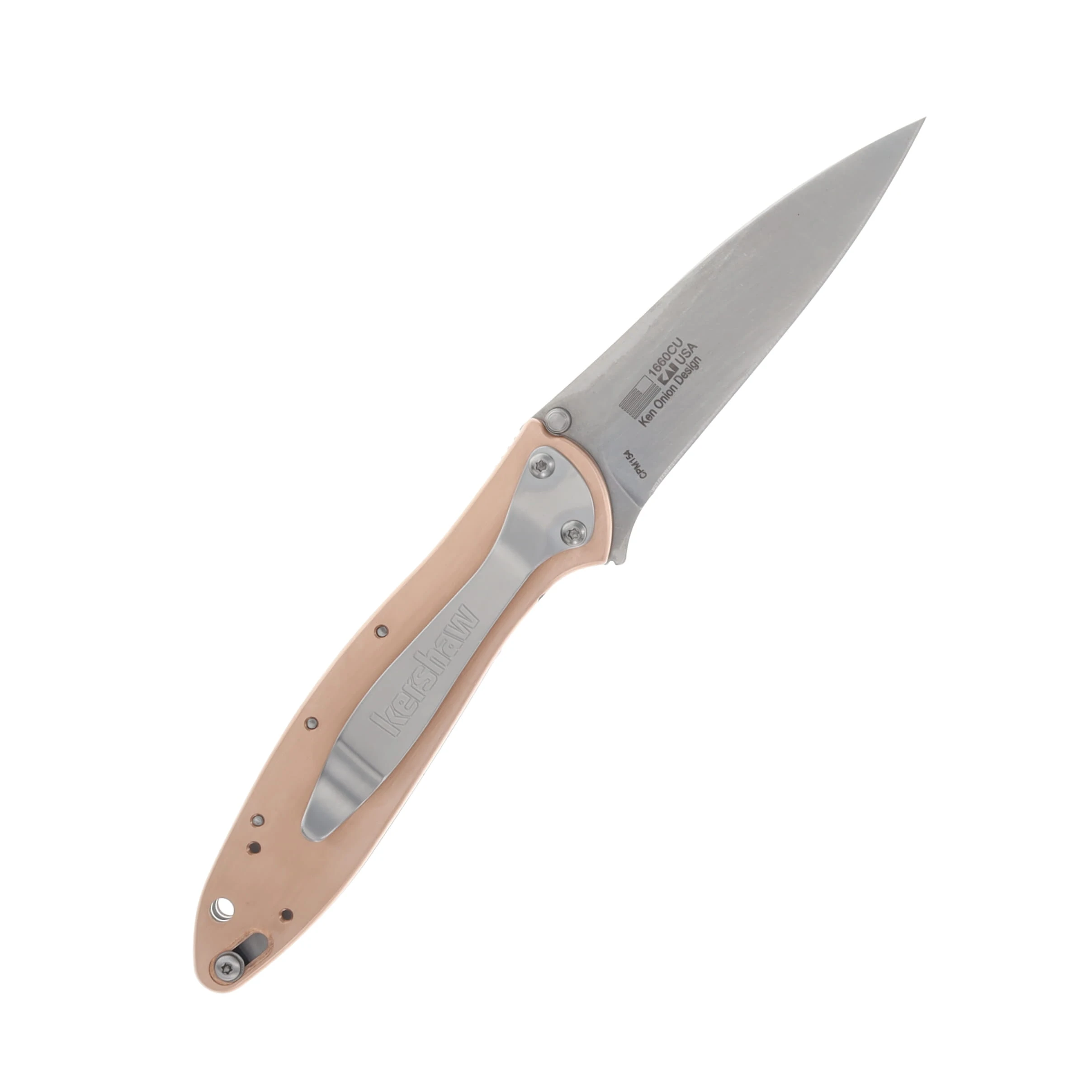 Kershaw Leek Copper Folding Knife 3in Stonewash Wharncliffe Blade KS1660CU View 2