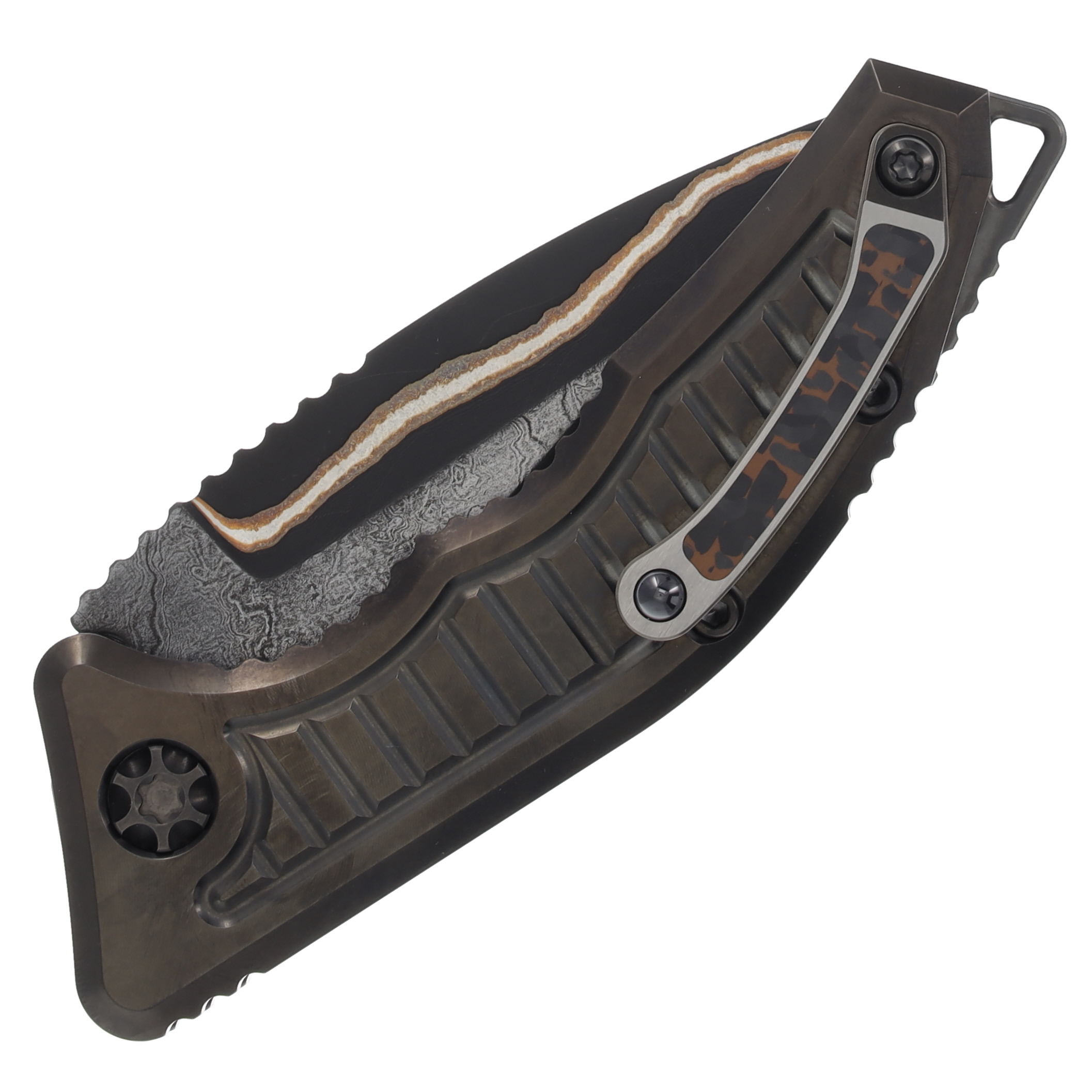 Heretic Medusa Automatic Knife DLC Elmax Tanto/Black Snakeskin Carbon Fiber HMBFDT View 4