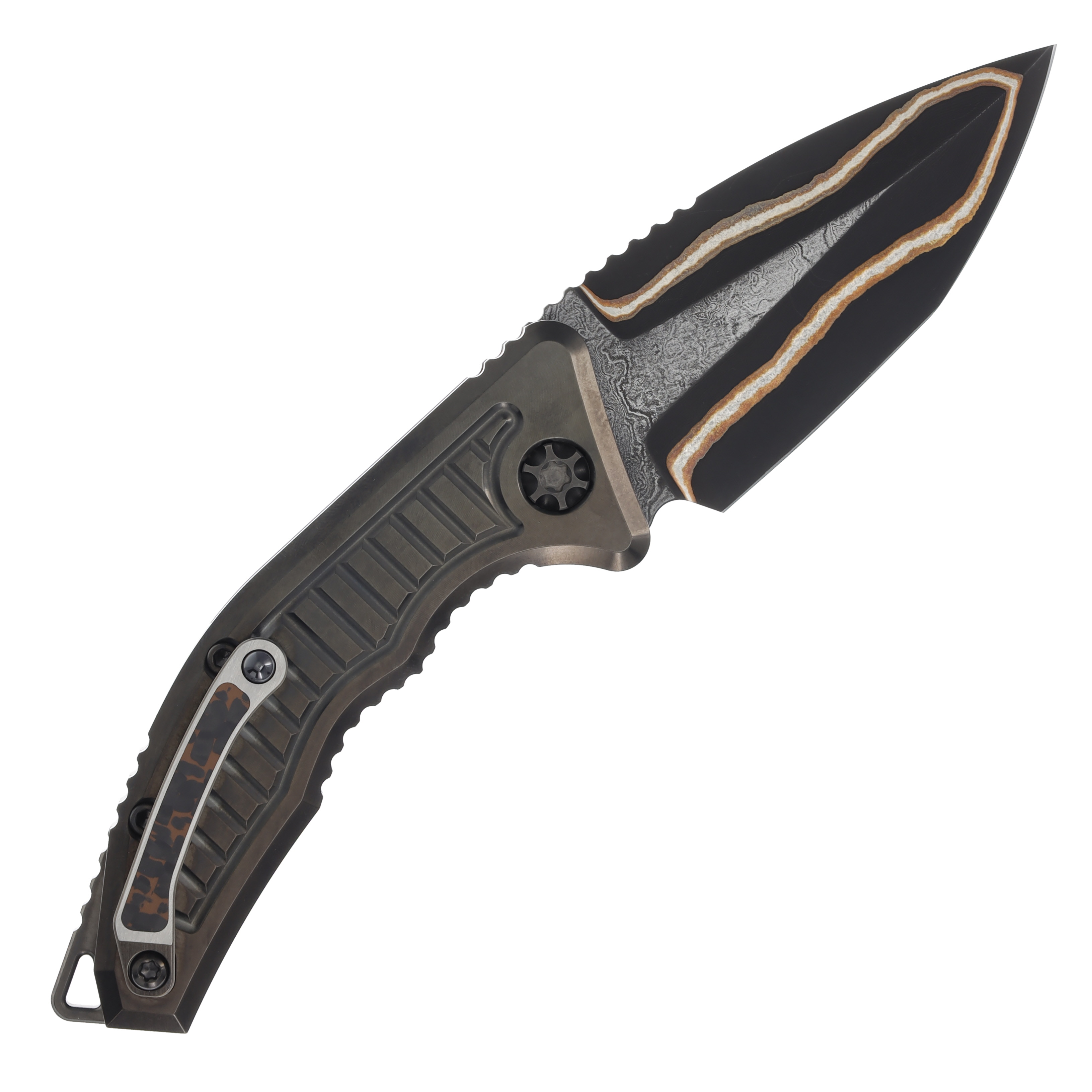 Heretic Medusa Automatic Knife DLC Elmax Tanto/Black Snakeskin Carbon Fiber HMBFDT View 2