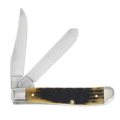Case XX SMKW Exclusive Olive Green Crandall Jigged Bone Mini Trapper Folding Knife View 2