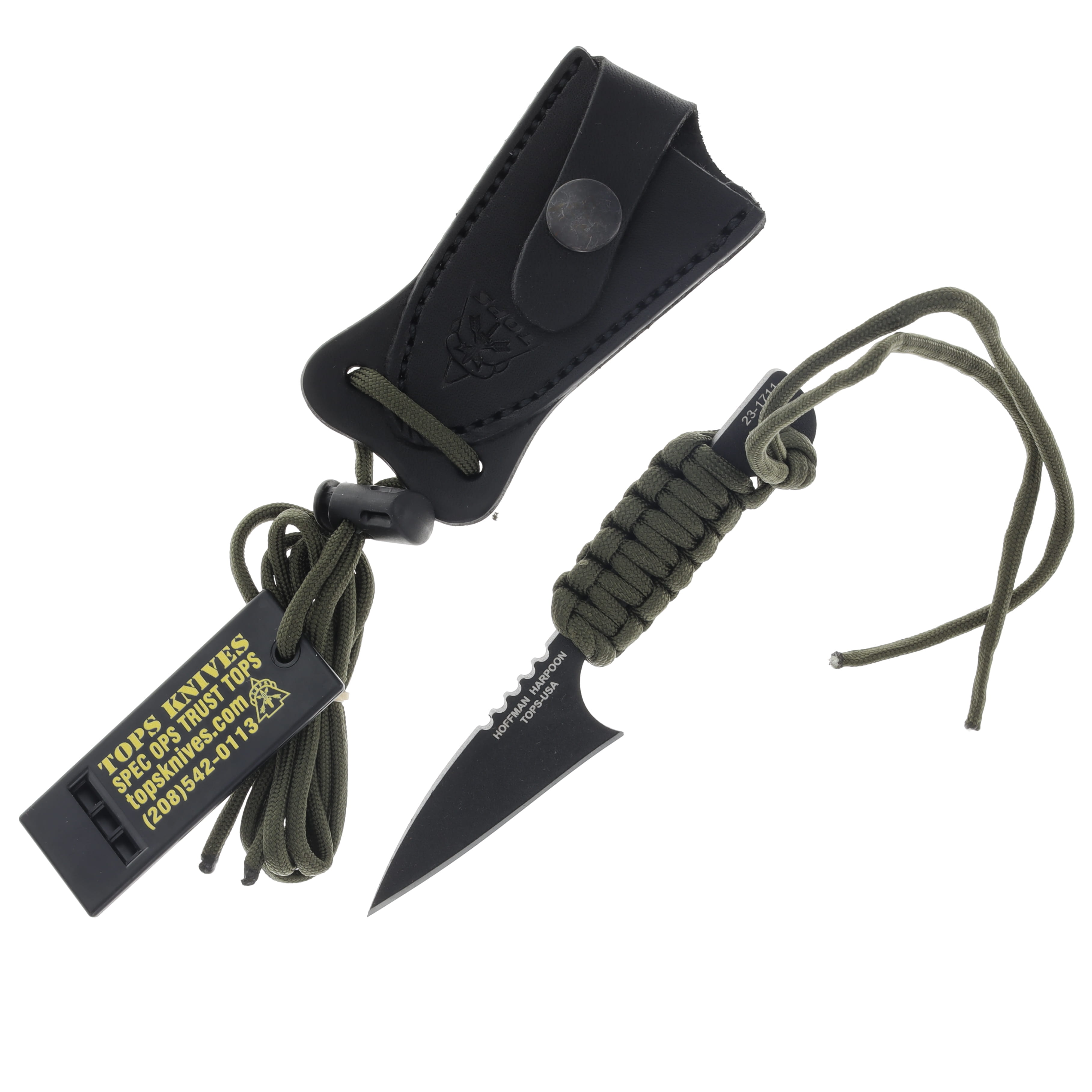 TOPS Knives Hoffman Mini Harpoon Fixed Blade 2.5in Black Traction Blade TPHOFHARMINI View 1