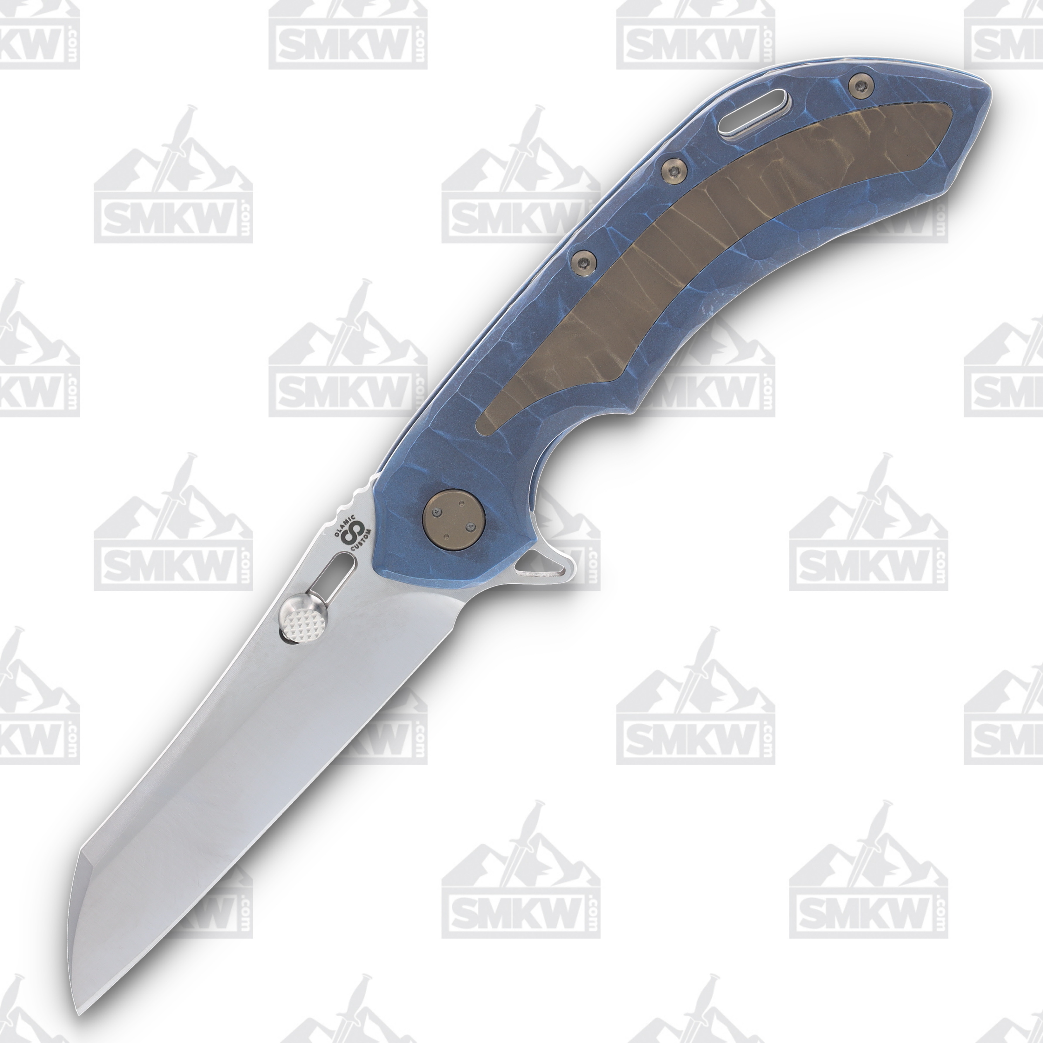 Olamic Wayfarer 247 Prototype Folding Knife Wharning 08 Blue Bronze Seabed PRW8 View 1