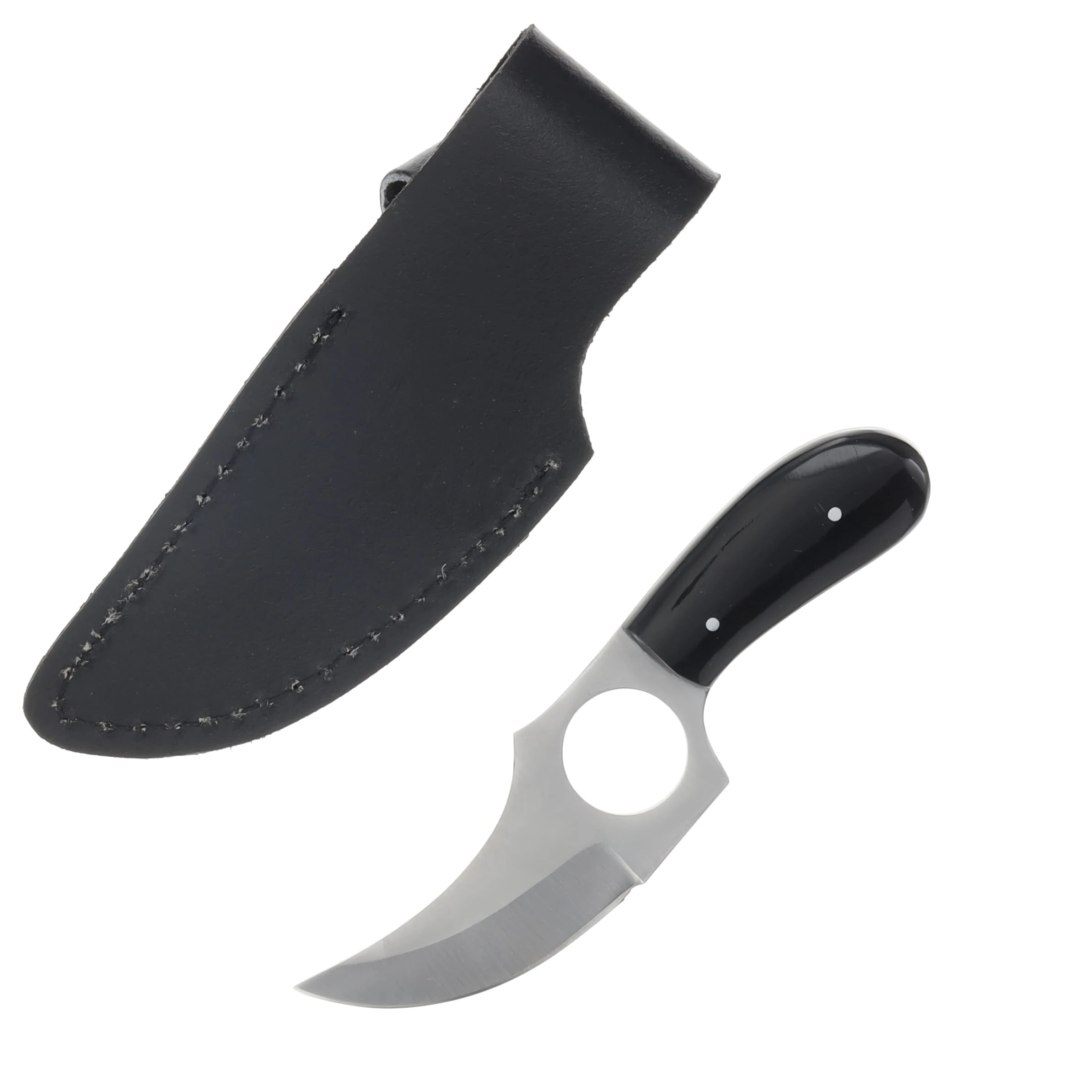 SZCO Supplies Black Short Skinner Knife Fixed 5.75 Upswept Blade 202989BK View 2