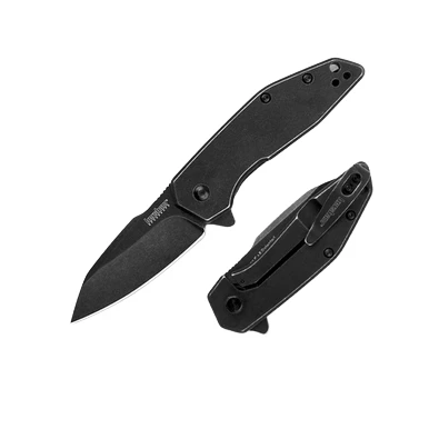 Kershaw Gravel Assisted Folding Knife Blackwashed 2.5in Plain Blade View 1