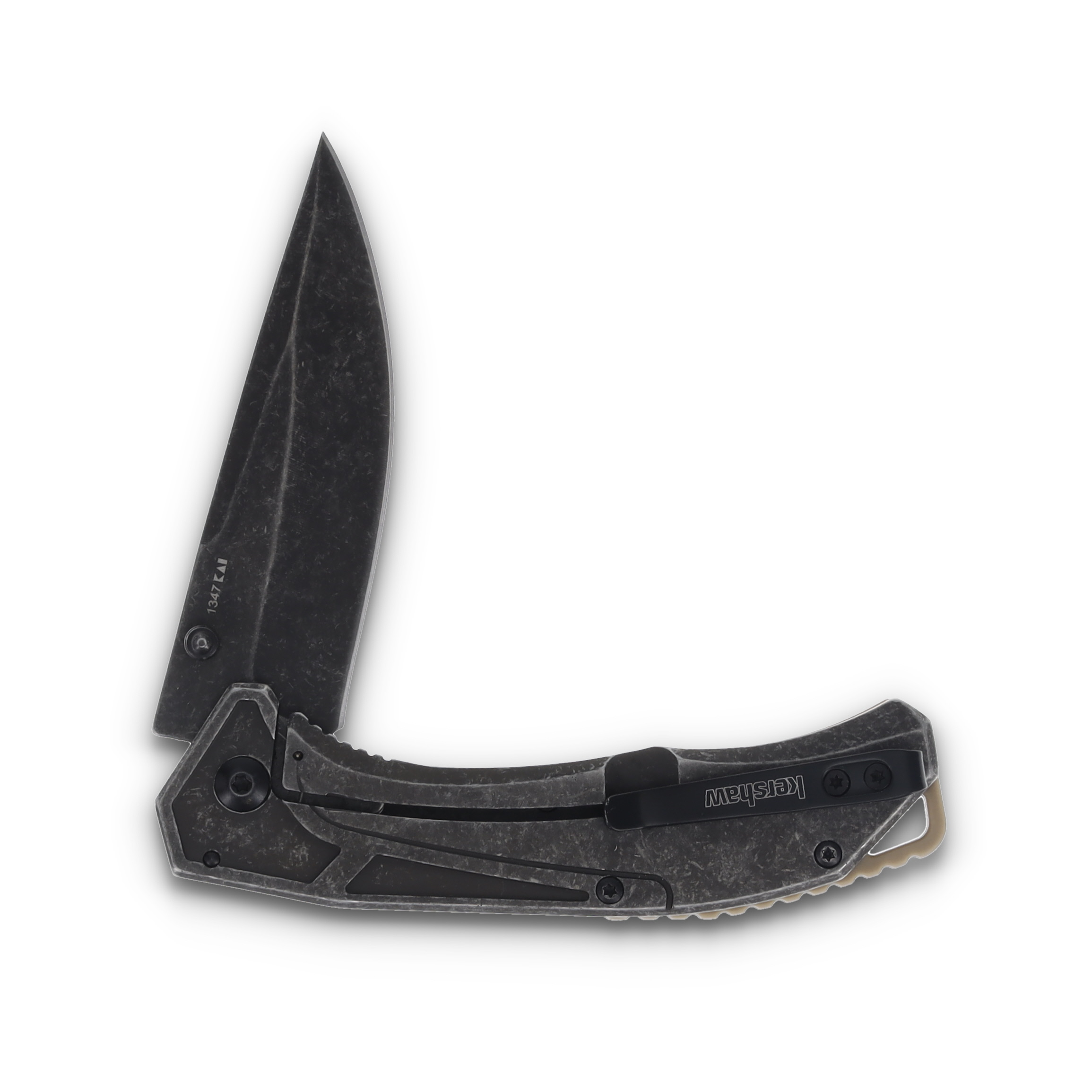 Kershaw Upswing Folding Knife Tan 3.4in Plain Tan GFN Blackwash KS1347 View 4