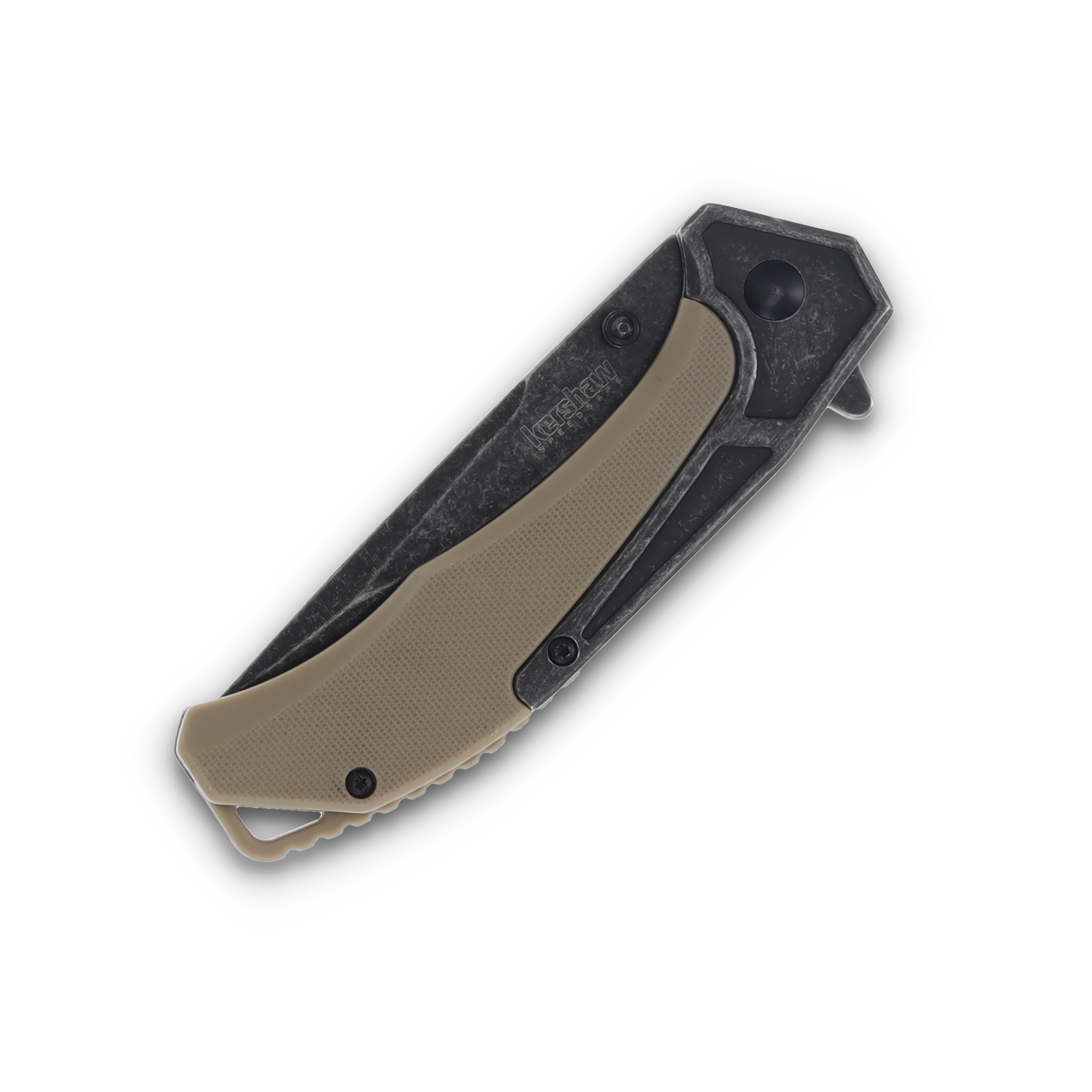 Kershaw Upswing Folding Knife Tan 3.4in Plain Tan GFN Blackwash KS1347 View 5