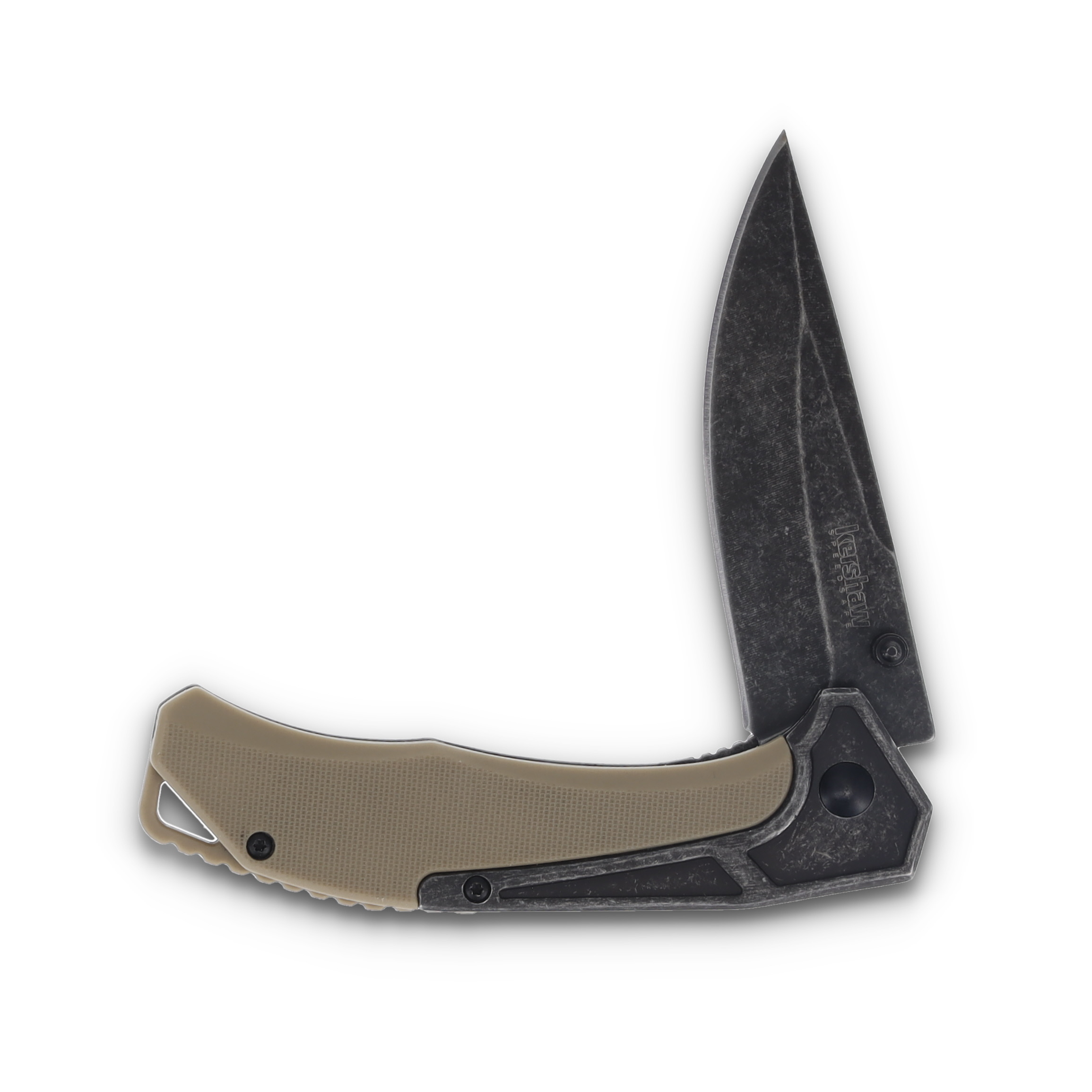 Kershaw Upswing Folding Knife Tan 3.4in Plain Tan GFN Blackwash KS1347 View 3