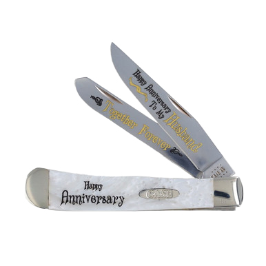 Case XX Happy Anniversary To My Husband Heavenly Pearl Corelon Trapper Folding Knife View 4