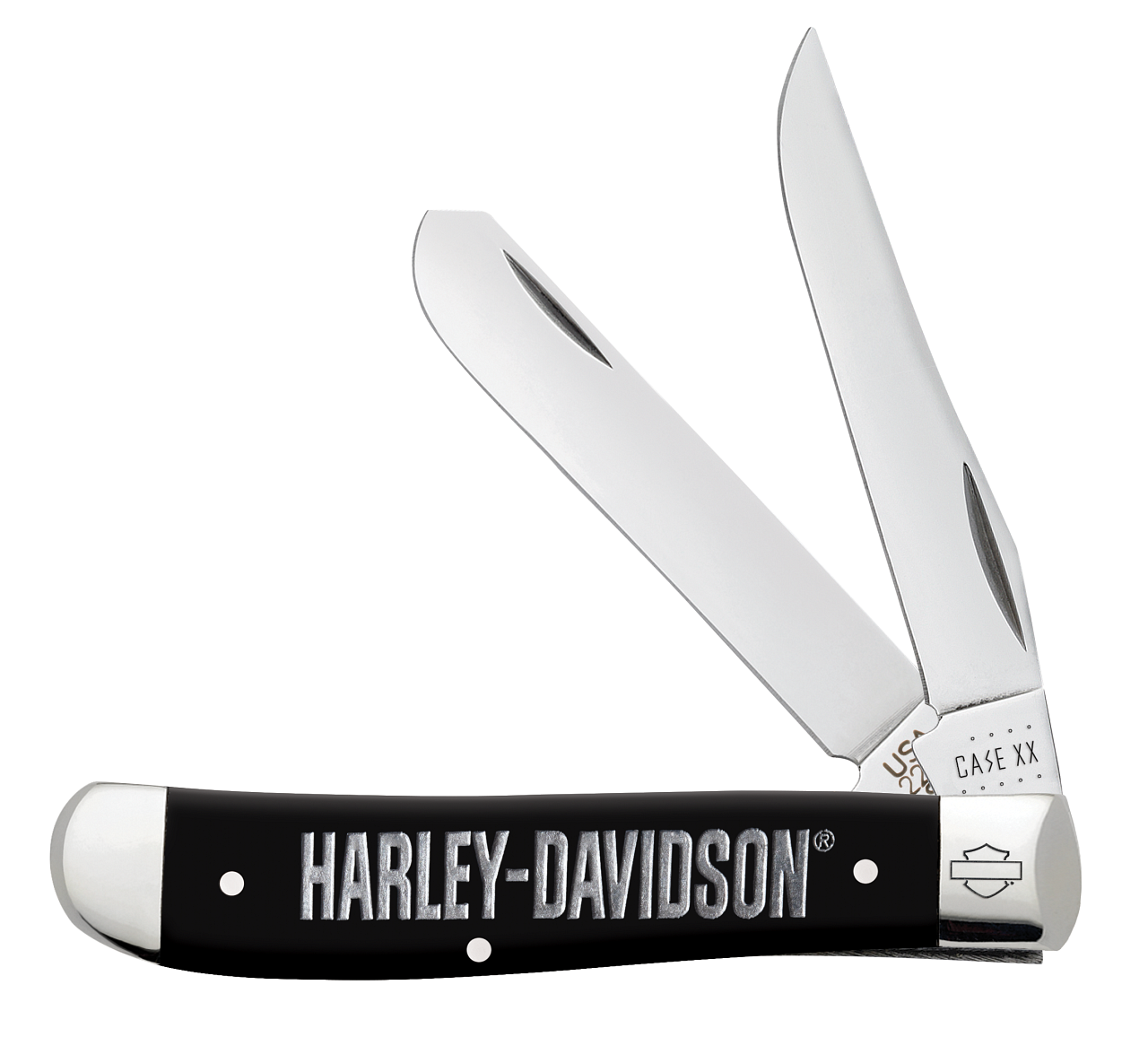 Case Harley Davidson Black Synthetic Mini Trapper Folding Knife CA52231 View 1