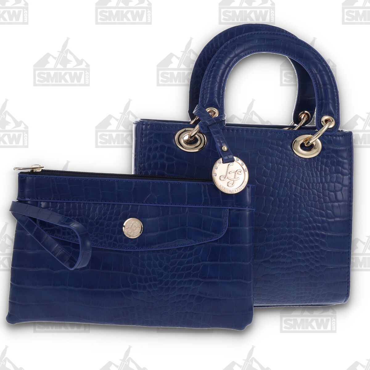 Leda's Fashions Blue Crocodile Purse with Wallet LPP6163BLU View 1