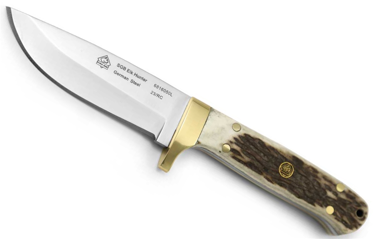 Puma Elk Fixed Blade Knife 4in Plain Edge Hunter Stag Leather Sheath PKC6816050 View 1