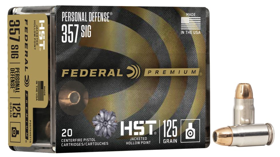 Federal Premium 357 SIG Ammunition 125 Grain HST JHP 20 Rounds P357SHST1S View 1