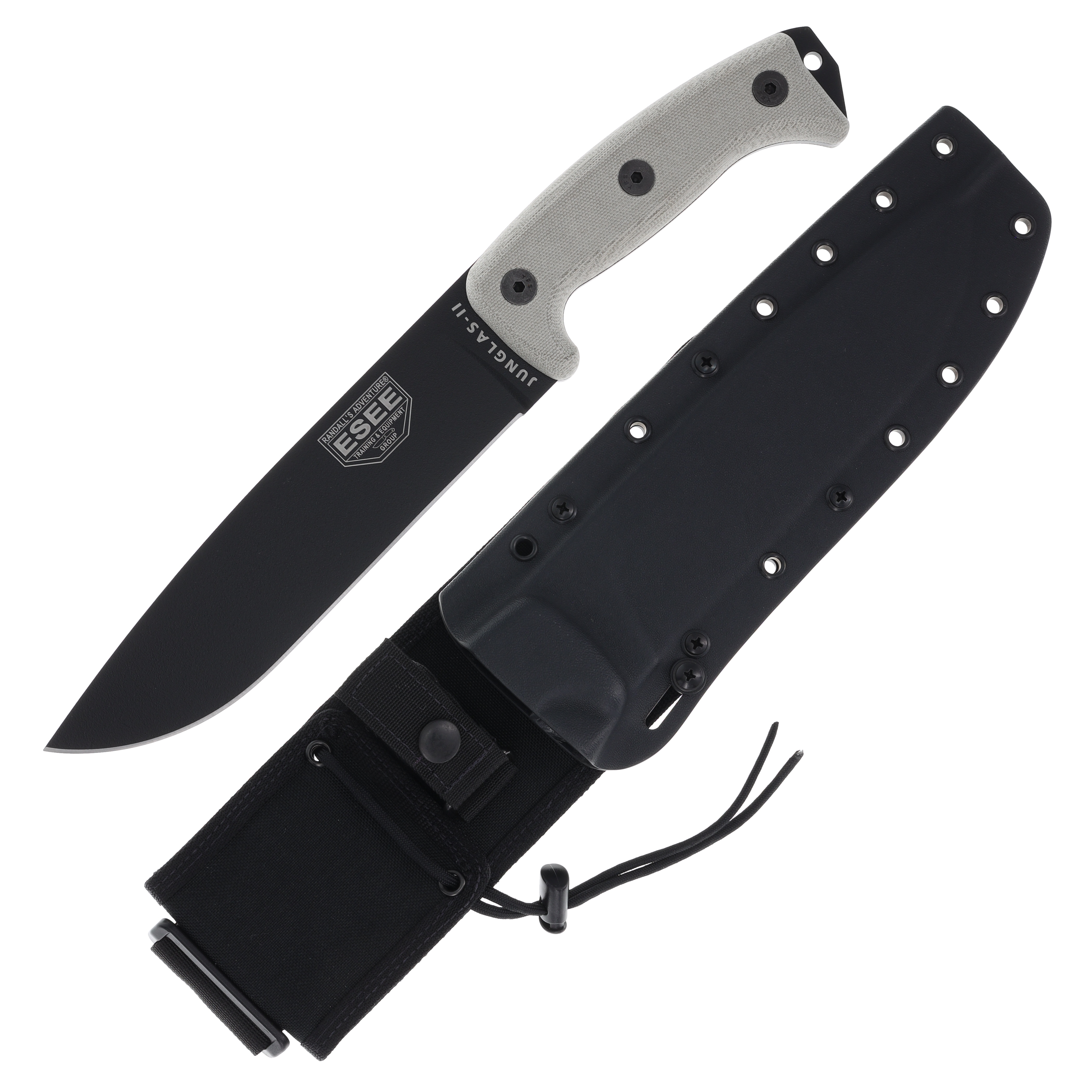ESEE Junglas II Fixed Blade Knife 8.37in Plain Edge Gray Micarta JUNGLASIIE View 1