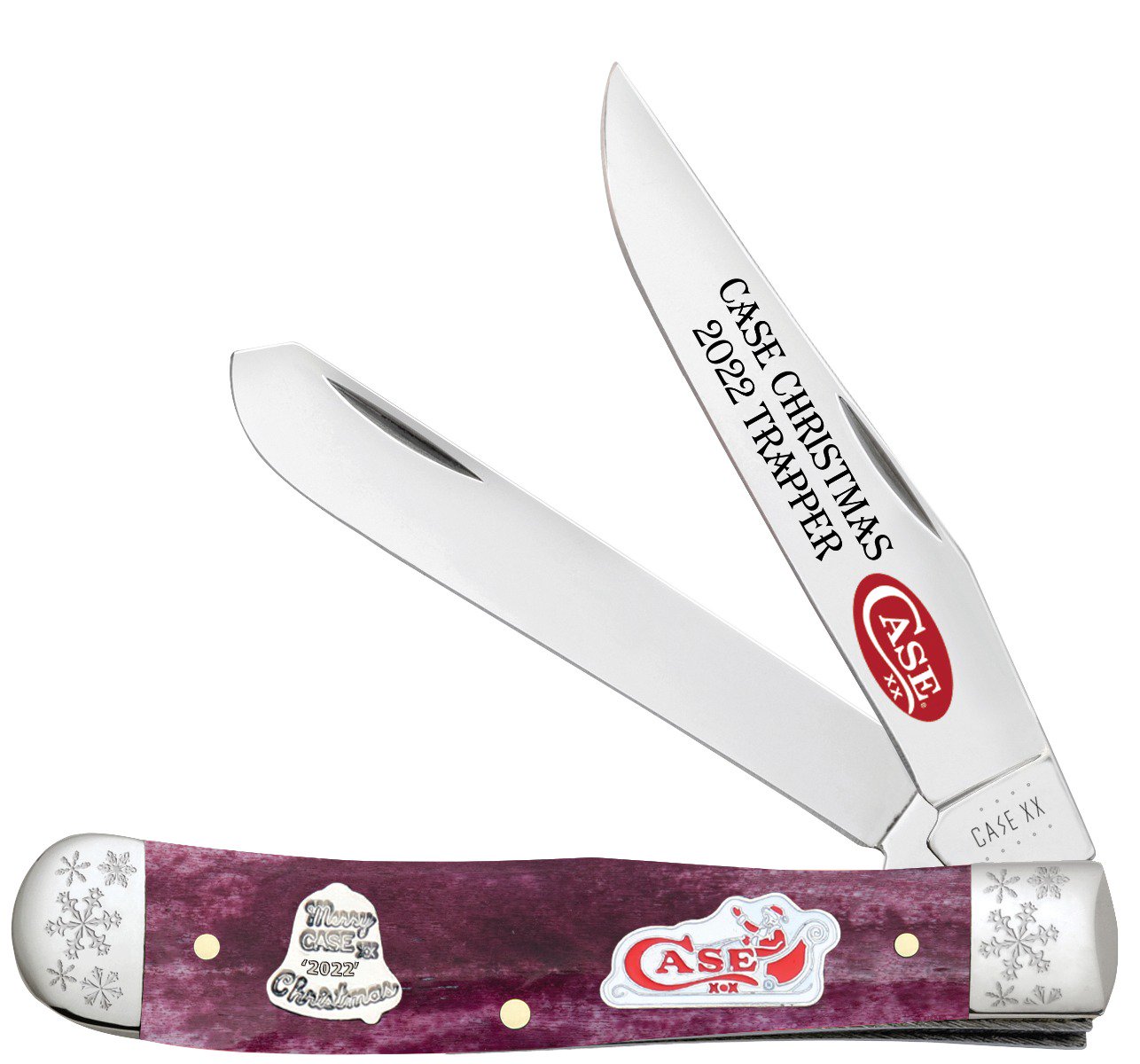 Case XX SMKW Exclusive Christmas 2022 Sugarplum Trapper Folding Knife with Engraved Bolsters CA26811 View 1