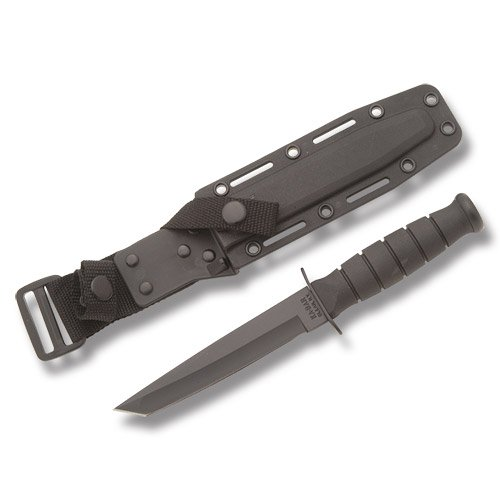 KA-BAR Short Tanto Fixed Blade Knife 5.25 Inch Plain Black Tanto KA5054 View 1