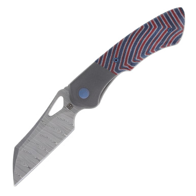 Olamic Whippersnapper BL Folding Knife Damasteel Red and Blue G-Carta Wharncliffe WSBL021/80-W View 1