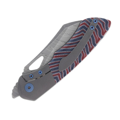 Olamic Whippersnapper BL Folding Knife Damasteel Red and Blue G-Carta Wharncliffe WSBL021/80-W View 8