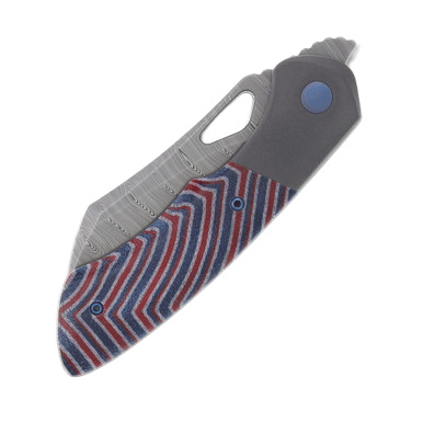 Olamic Whippersnapper BL Folding Knife Damasteel Red and Blue G-Carta Wharncliffe WSBL021/80-W View 7