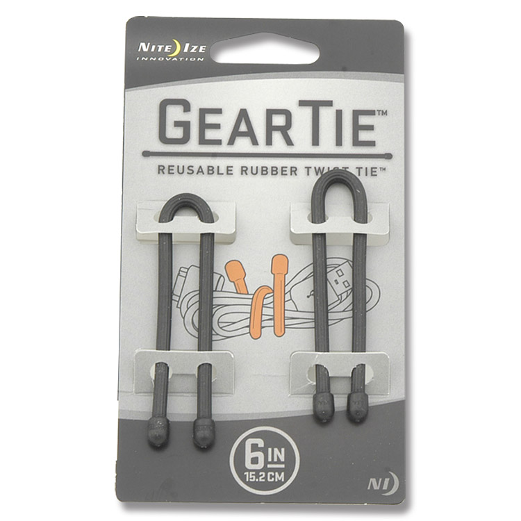 Nite Ize 6-Inch Gear Tie Reusable Twist Ties - Black -  2-Pack NI1803 View 1
