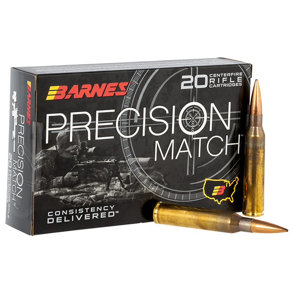 Barnes Precision Match 338 Lapua Magnum Rifle Ammunition 20 Rounds Brass Centerfire 300 Grain Open Tip Match BT BB338LMM1 View 1