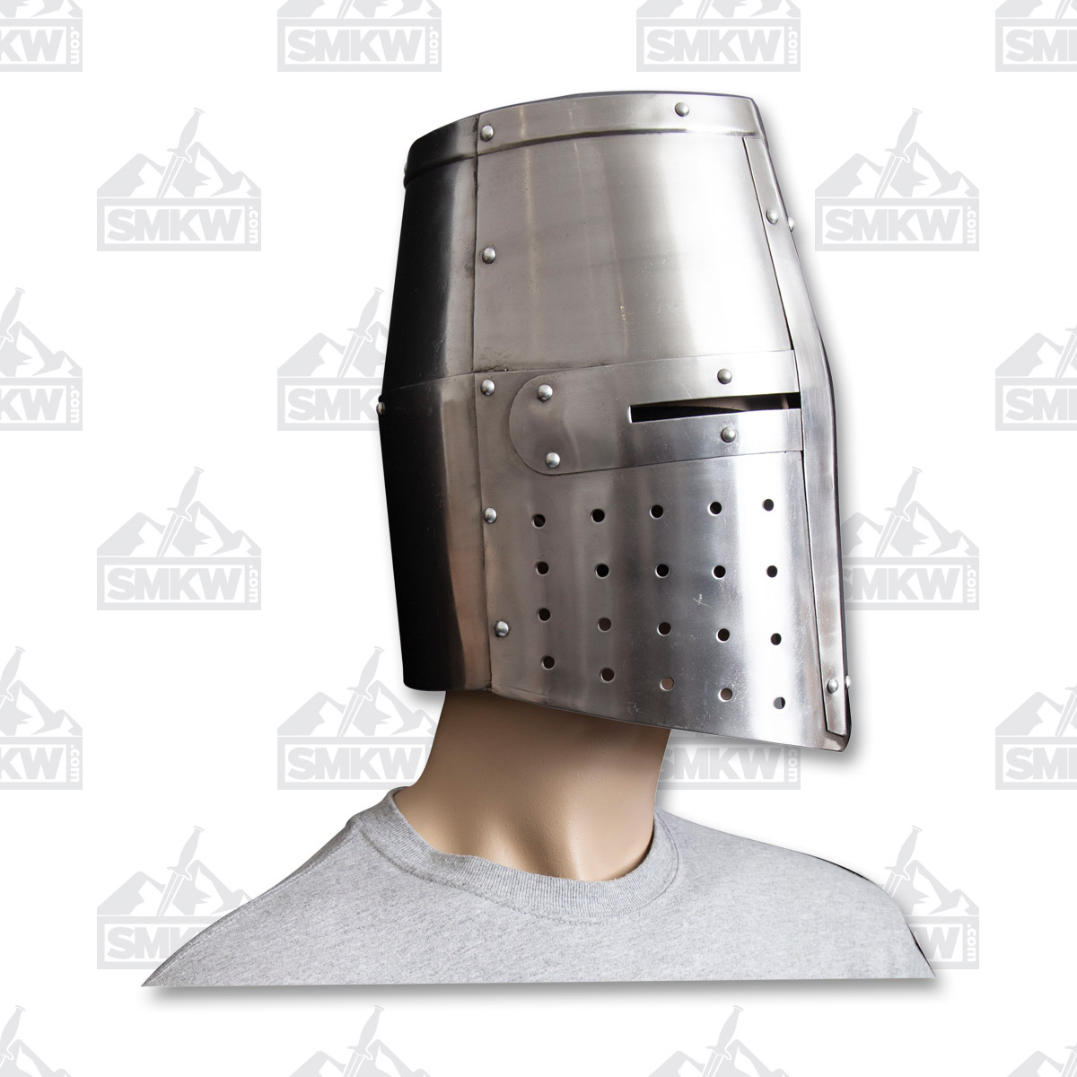 Szco Crusader Knight Helmet Silver-Full Size 910988 View 13