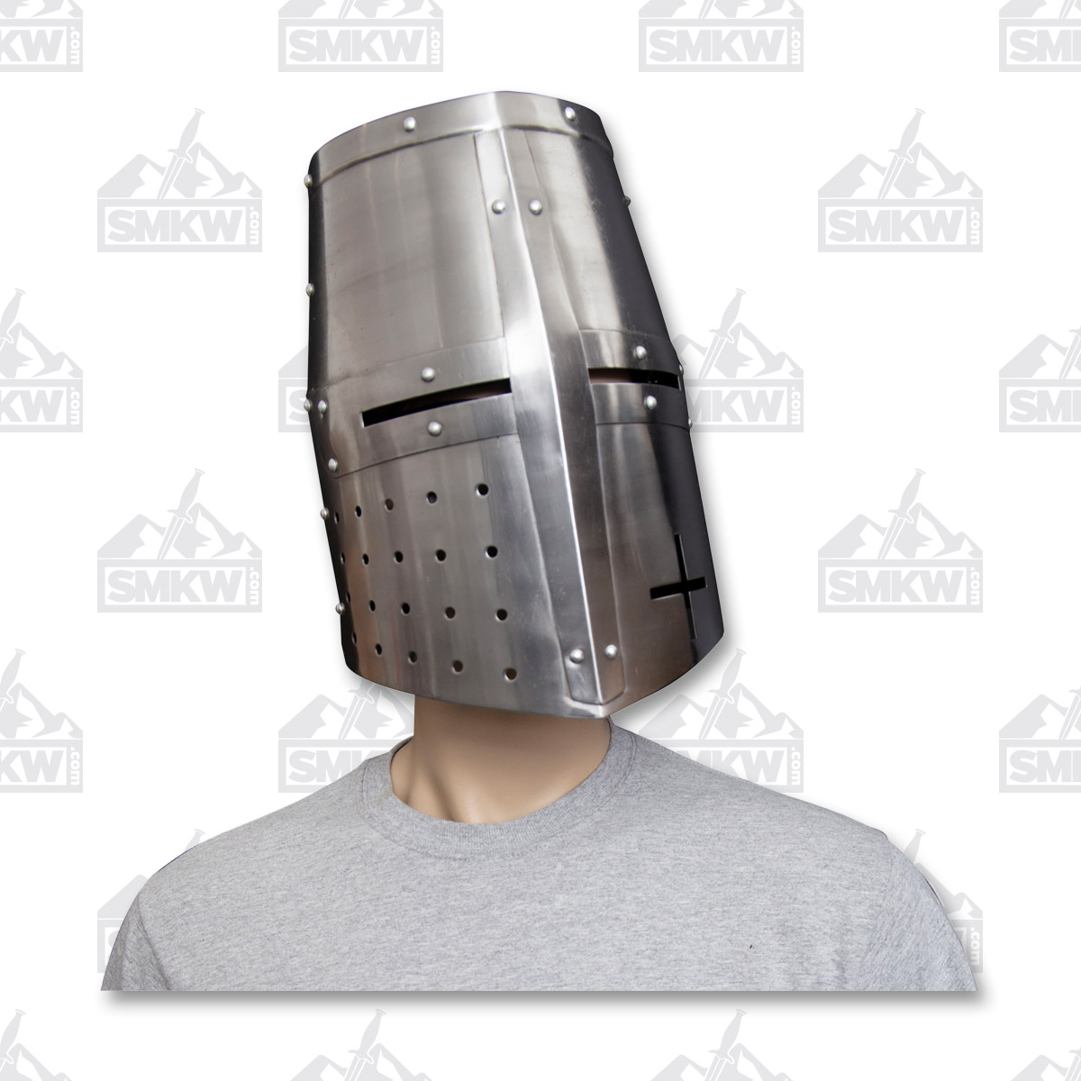 Szco Crusader Knight Helmet Silver-Full Size 910988 View 12