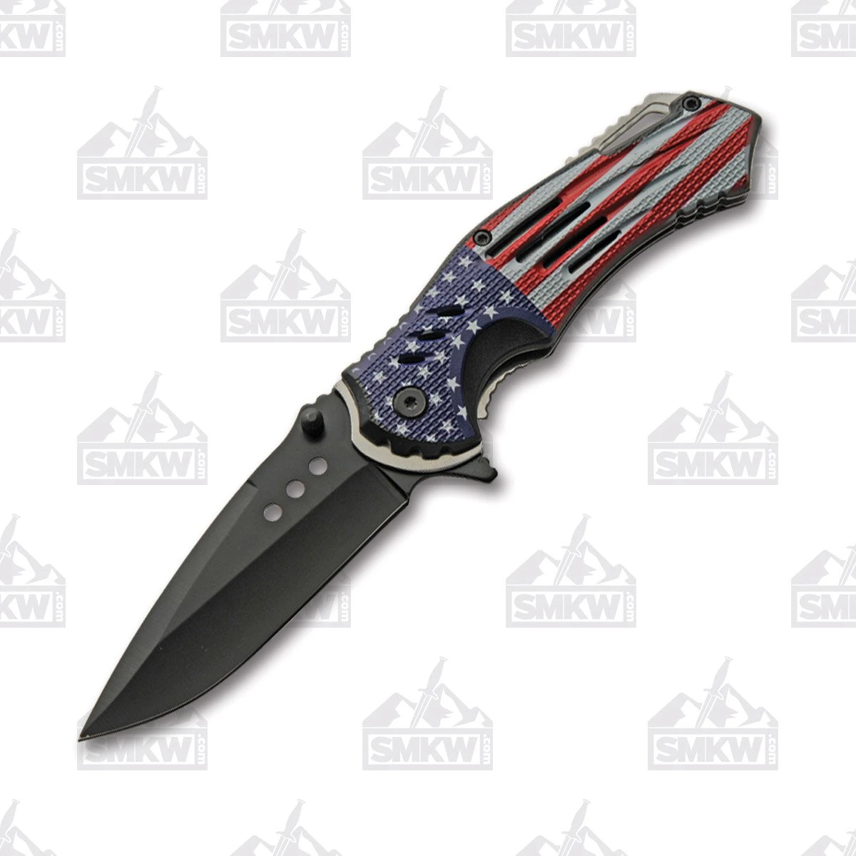 Szco Red White and Blue Patriotic Flag Folding Knife 300552US View 1