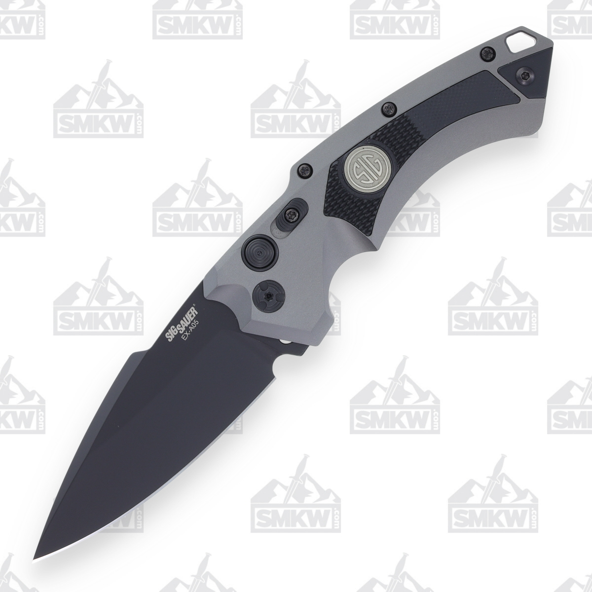 Hogue SIG Sauer Elishewitz EX-A05 OTS Tactical Auto Folding Knife Gray - 3.5in Black Cerakote Spear Point S/E Plain AUHG36532 View 2