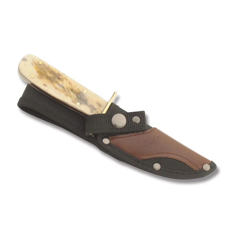 Marbles Brown Appaloosa Bone Cowboy Fixed Blade 4.25in Trailing Point MR318 View 3