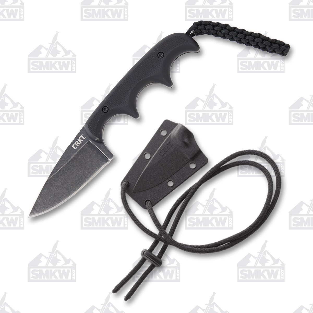CRKT Minimalist Fixed Blade Neck Knife 2.16in Black Stonewash Drop Point CR2384K View 1