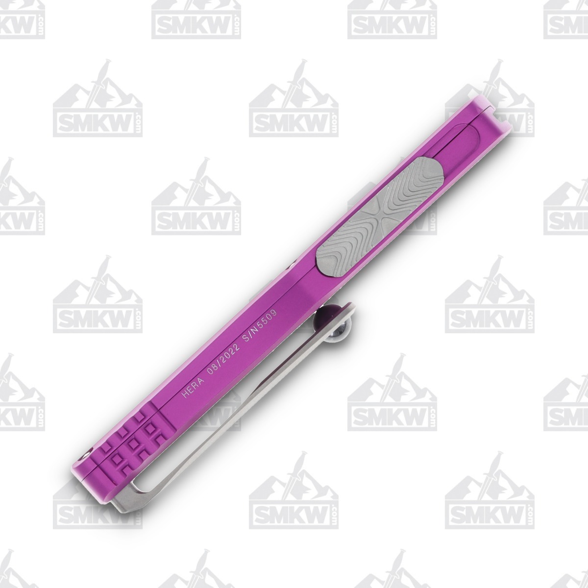 Microtech Hera OTF Auto Knife Violet 3.08in Stonewashed DE Dagger Blade View 5