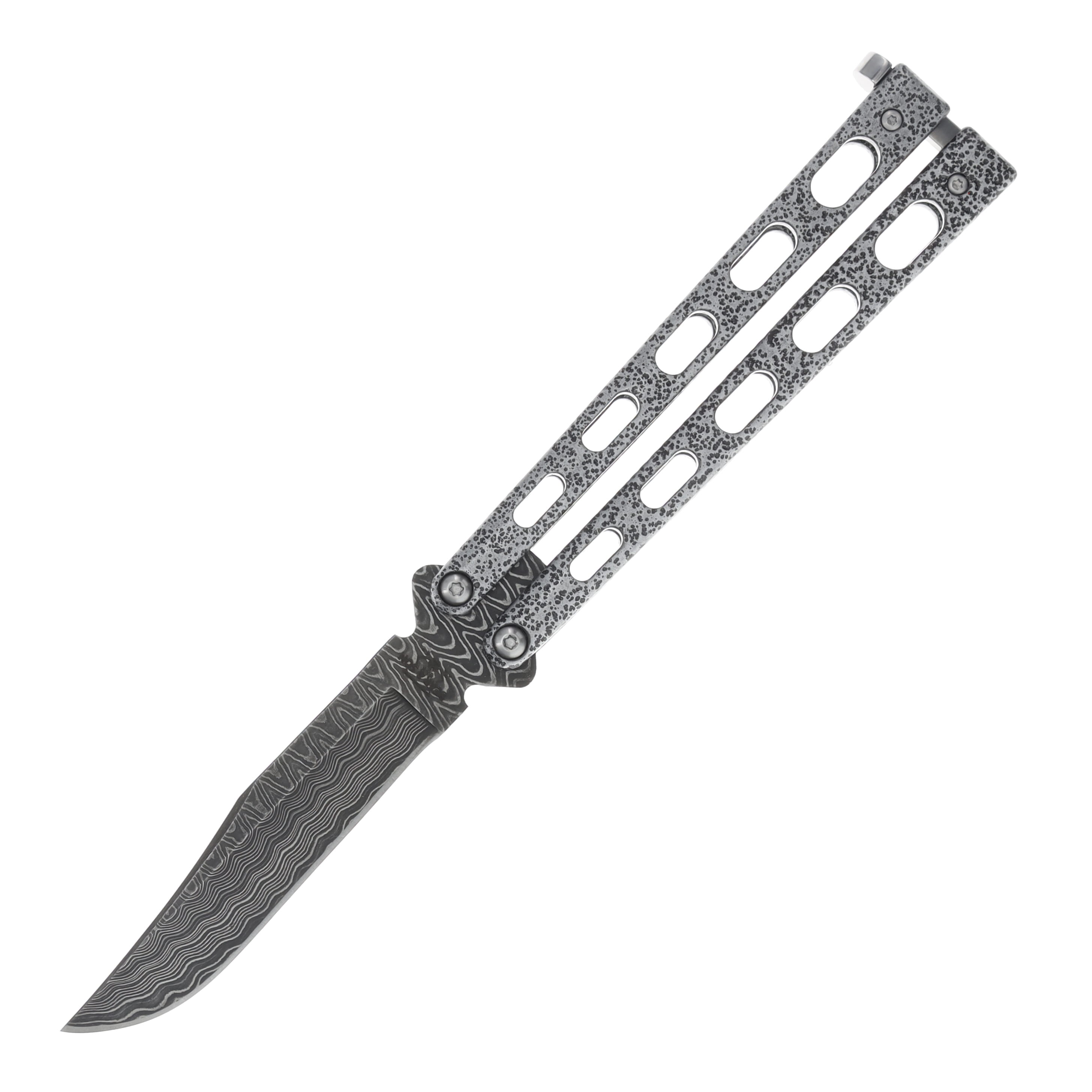Bear & Son Balisong Damascus Clip Point BR114D View 1