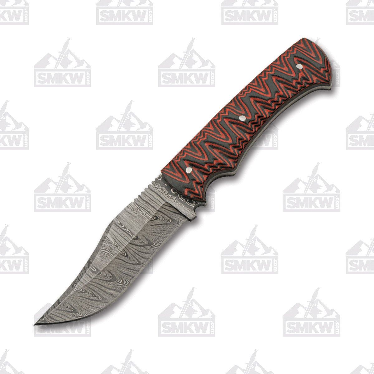 Rite Edge Damascus Fixed Blade Knife Red/Black Magma Micarta DM1326 View 1