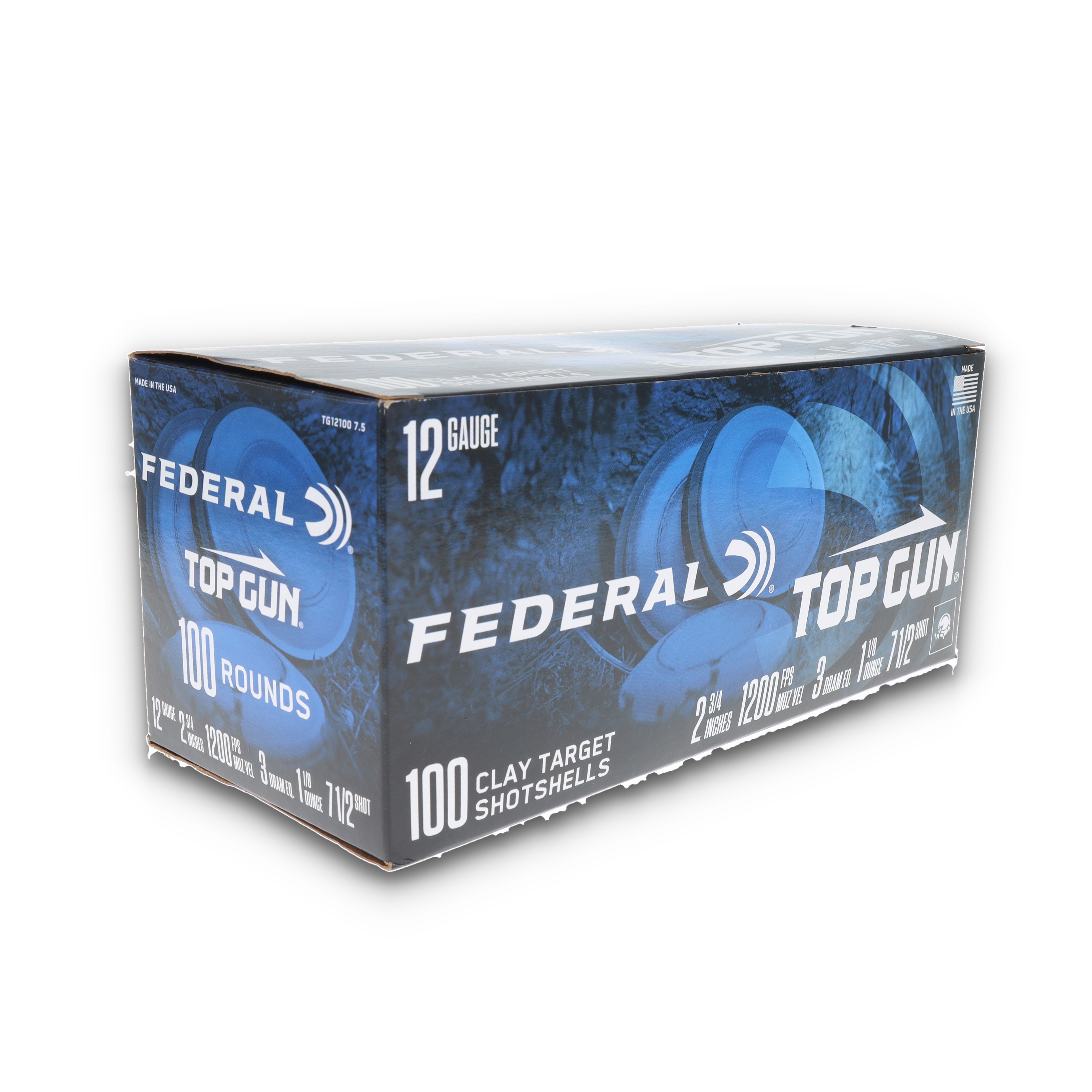 Federal Top Gun Ammunition 12 Gauge Shotshell 100 Rounds 2.75in 1-1/8oz 394 Pellets #7.5 Lead Shot TG121007.5 View 4