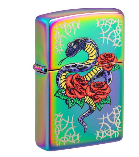 Zippo Lighter 151 Snake and Rose Tattoo Theme Design Iridescent Finish ZP48395 View 4